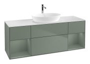 	Тумба під раковину Villeroy & Boch Finion 160х50,1 см із підсвічуванням МДФ оливковий матовий лак/скло біле матове F861GMGM