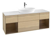Тумба під раковину Villeroy & Boch Finion 160х50,1 см із підсвічуванням МДФ шпон дуба/скло біле матове F861GNPC