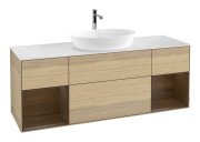 Тумба под раковину Villeroy & Boch Finion 160х50,1 см с подсветкой МДФ шпон дуба/стекло белое матовое F861GNPC