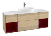Тумба під раковину Villeroy & Boch Finion 160х50,1 см із підсвічуванням МДФ шпон дуба/скло біле матове F861HBPC