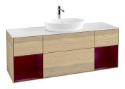 Тумба під раковину Villeroy & Boch Finion 160х50,1 см із підсвічуванням МДФ шпон дуба/скло біле матове F861HBPC