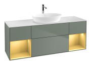 Тумба под раковину Villeroy & Boch Finion 160х50,1 см с подсветкой МДФ оливковый матовый лак/стекло белое матовое F861HFGM