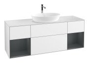 Тумба под раковину Villeroy & Boch Finion 160х50,1 см с подсветкой МДФ глянцевый белый лак/стекло белое матовое F861HGGF