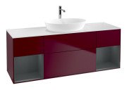 Тумба под раковину Villeroy & Boch Finion 160х50,1 см с подсветкой МДФ пион матовый лак/стекло белое матовое F861HGHB