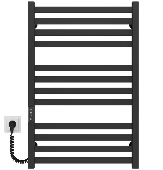 Электрический полотенцесушитель Deffi Magnus П12 600х800 левое подключение JD04 черный A.MA.80.60.12.E.B.L.2