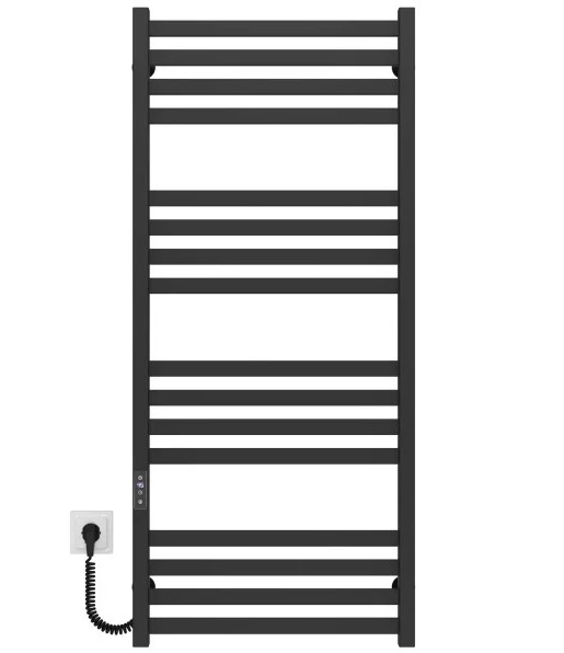 Електрична сушарка для рушників Deffi Magnus П16 600х1200 ліве підключення JD04 чорний A.MA.120.60.16.E.B.L.2