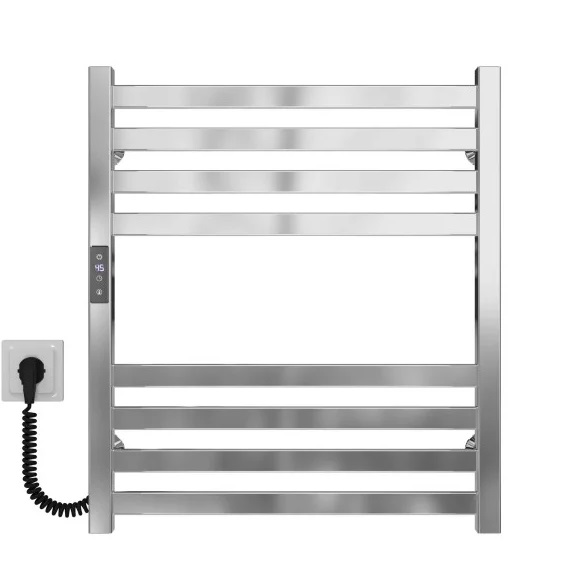 Электрический полотенцесушитель Deffi Magnus П8 600х600 левое подключение JD04 хром A.MA.60.60.8.E.C.L.2