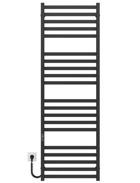 Електрична сушарка для рушників Deffi Magnus П20 600х1600 ліве підключення JD04 чорний A.MA.160.60.20.E.B.L.2