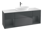 Тумба под раковину Villeroy & Boch Finion 160х50,1 см с подсветкой МДФ темно-синий матовый лак/стекло белое матовое F861HGHG