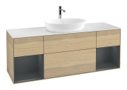 Тумба под раковину Villeroy & Boch Finion 160х50,1 см с подсветкой МДФ шпон дуба/стекло белое матовое F861HGPC