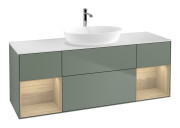 Тумба под раковину Villeroy & Boch Finion 160х50,1 см с подсветкой МДФ оливковый матовый лак/стекло белое матовое F861PCGM