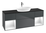 Тумба под раковину Villeroy & Boch Finion 160х50,1 см с подсветкой МДФ темно-синий матовый лак/стекло черное матовое F862GFHG