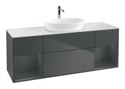 Тумба под раковину Villeroy & Boch Finion 160х50,1 см с подсветкой МДФ темно-синий матовый лак/стекло белое матовое F861HGHG