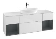 Тумба під раковину Villeroy & Boch Finion 160х50,1 см із підсвічуванням МДФ білий матовий лак/скло біле матове F861HGMT
