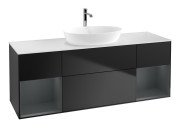 Тумба під раковину Villeroy & Boch Finion 160х50,1 см із підсвічуванням МДФ чорний матовий лак/скло біле матове F861HGPD