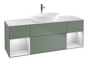 Тумба під раковину Villeroy & Boch Finion 160х50,1 см із підсвічуванням МДФ оливковий матовий лак/скло біле матове F861MTGM