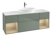 Тумба под раковину Villeroy & Boch Finion 160х50,1 см с подсветкой МДФ оливковый матовый лак/стекло белое матовое F861PCGM