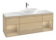 Тумба під раковину Villeroy & Boch Finion 160х50,1 см із підсвічуванням МДФ шпон дуба/скло біле матове F861PCPC