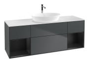 Тумба под раковину Villeroy & Boch Finion 160х50,1 см с подсветкой МДФ темно-синий матовый лак/стекло белое матовое F861PDHG