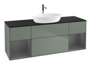 Тумба під раковину Villeroy & Boch Finion 160х50,1 см із підсвічуванням МДФ оливковий матовий лак/скло чорне матове F862GKGM