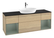 Тумба под раковину Villeroy & Boch Finion 160х50,1 см с подсветкой МДФ шпон дуба/стекло черное матовое F862GMPC