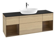 Тумба под раковину Villeroy & Boch Finion 160х50,1 см МДФ шпон дуба/стекло черное матовое F862GNPC