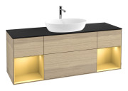 Тумба под раковину Villeroy & Boch Finion 160х50,1 см МДФ шпон дуба/стекло черное матовое F862HFPC