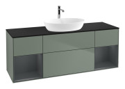 Тумба под раковину Villeroy & Boch Finion 160х50,1 см с подсветкой МДФ оливковый матовый лак/стекло черное матовое F862HGGM