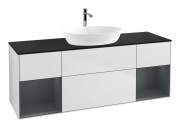 Тумба під раковину Villeroy & Boch Finion 160х50,1 см із підсвічуванням МДФ білий матовий лак/скло чорне матове F862HGMT