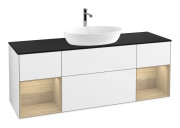 Тумба под раковину Villeroy & Boch Finion 160х50,1 см с подсветкой МДФ глянцевый белый лак/стекло черное матовое F862PCGF