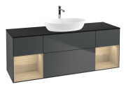 Тумба под раковину Villeroy & Boch Finion 160х50,1 см с подсветкой МДФ темно-синий матовый лак/стекло черное матовое F862PCHG