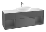 Тумба под раковину Villeroy & Boch Finion 160х50,1 см с подсветкой МДФ антрацит матовый лак/стекло белое матовое G861GKGK