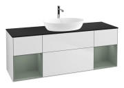 Тумба під раковину Villeroy & Boch Finion 160х50,1 см із підсвічуванням МДФ білий матовий лак/скло чорне матове F862GMMT