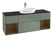 	Тумба под раковину Villeroy & Boch Finion 160х50,1 см с подсветкой МДФ оливковый матовый лак/стекло черное матовое F862GNGM