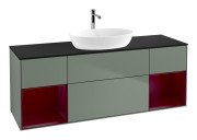 Тумба под раковину Villeroy & Boch Finion 160х50,1 см МДФ оливковий матовий лак/стекло черное матовое F862HBGM