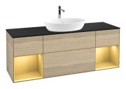 Тумба під раковину Villeroy & Boch Finion 160х50,1 см МДФ шпон дуба/скло чорне матове F862HFPC