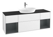 Тумба под раковину Villeroy & Boch Finion 160х50,1 см с подсветкой МДФ глянцевый белый лак/стекло черное матовое F862HGGF