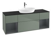 Тумба под раковину Villeroy & Boch Finion 160х50,1 см с подсветкой МДФ оливковый матовый лак/стекло черное матовое F862HGGM