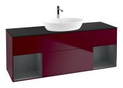 Тумба под раковину Villeroy & Boch Finion 160х50,1 см с подсветкой МДФ пион матовый лак/стекло черное матовое F862HGHB