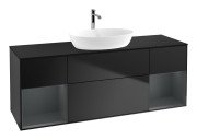 Тумба під раковину Villeroy & Boch Finion 160х50,1 см МДФ чорний матовий лак/скло чорне матове F862HGPD