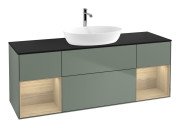 Тумба під раковину Villeroy & Boch Finion 160х50,1 см з підсвіткою МДФ оливковий матовий лак/стекло чорно матове F862PCGM