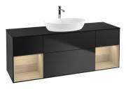 Тумба під раковину Villeroy & Boch Finion 160х50,1 см з підсвіткою МДФ чорний матовий лак/скло чорне матове F862PCPD