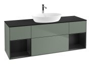 Тумба під раковину Villeroy & Boch Finion 160х50,1 см із підсвічуванням МДФ оливковий матовий лак/скло чорне матове F862PDGM