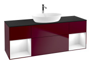 Тумба под раковину Villeroy & Boch Finion 160х50,1 см с подсветкой МДФ пион матовый лак/стекло черное матовое G862GFHB