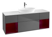 Тумба под раковину Villeroy & Boch Finion 160х50,1 см с подсветкой МДФ антрацит матовый лак/стекло белое матовое G861HBGK