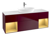 Тумба під раковину Villeroy & Boch Finion 160х50,1 см з підсвічуванням МДФ півонія матовий лак/скло біле матове G861HFHB