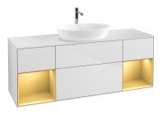 Тумба под раковину Villeroy & Boch Finion 160х50,1 см с подсветкой МДФ белый матовый лак/стекло белое матовое G861HFMT