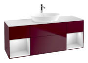 Тумба під раковину Villeroy & Boch Finion 160х50,1 см з підсвічуванням МДФ півонія матовий лак/скло біле матове G861MTHB