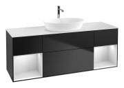 Тумба под раковину Villeroy & Boch Finion 160х50,1 см с подсветкой МДФ черный матовый лак/стекло белое матовое G861MTPD