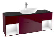 Тумба под раковину Villeroy & Boch Finion 160х50,1 см с подсветкой МДФ пион матовый лак/стекло черное матовое G862GFHB